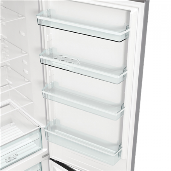 Gorenje Refrigerator | NRK6202ES4 | Energy efficiency class E | Free standing | Combi | Height 200 cm | No Frost system | Fridge net capacity 235 L | Freezer net capacity 96 L | Display | 38 dB | Grey
