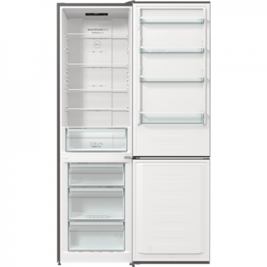 Gorenje Refrigerator | NRK6202ES4 | Energy efficiency class E | Free standing | Combi | Height 200 cm | No Frost system | Fridge net capacity 235 L | Freezer net capacity 96 L | Display | 38 dB | Grey