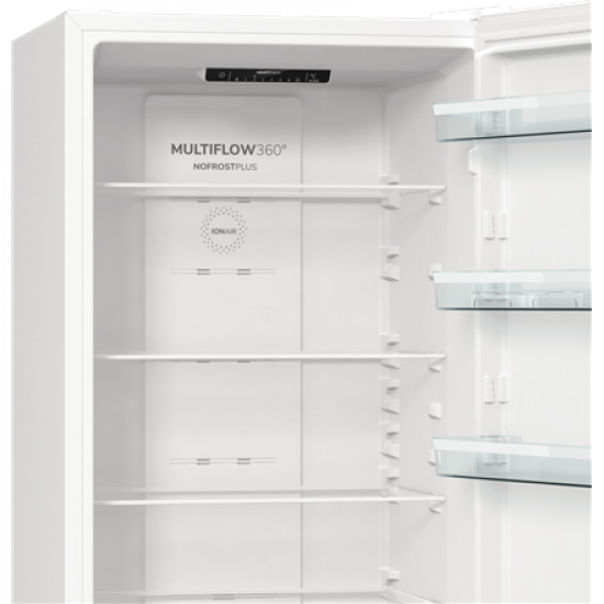 Gorenje Refrigerator | NRK6202EW4 | Energy efficiency class E | Free standing | Combi | Height 200 cm | No Frost system | Fridge net capacity 235 L | Freezer net capacity 96 L | Display | 38 dB | White