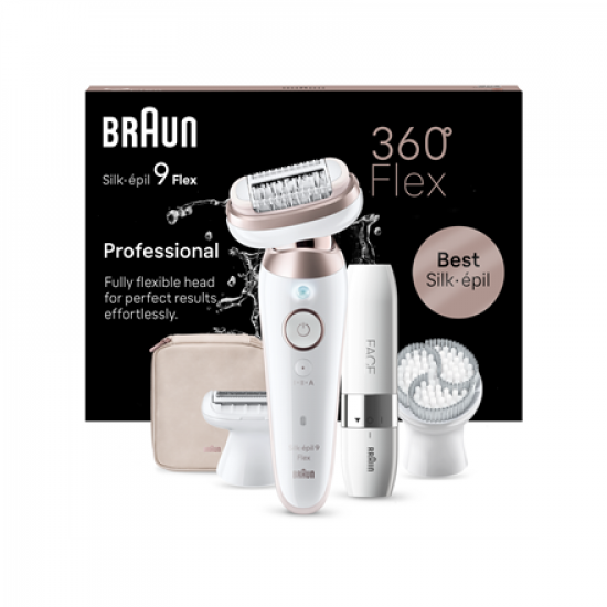 Braun Epilator | SES9-360 Silk épil 9 Flex 3D | Operating time (max) 50 min | Number of power levels 1 | Wet & Dry | White/Rose