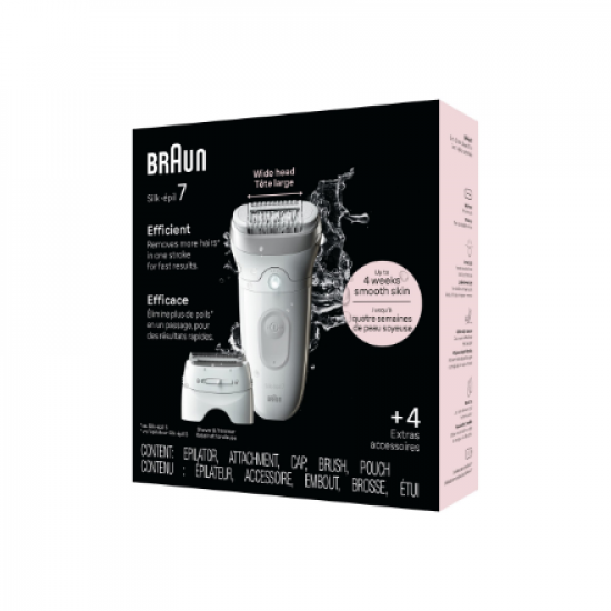 Braun Epilator | SE7-041 Silk épil 7 | Number of power levels 2 | Wet & Dry | White/Silver