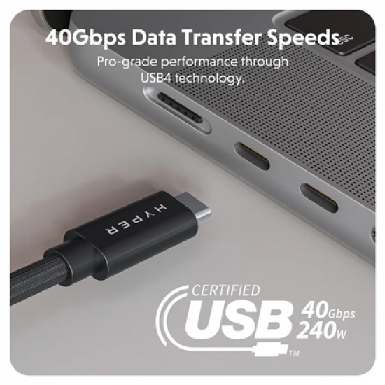Hyper | HyperDrive Next USB4 Type-C Performance Cable, 1.2 m | HD6500BKGL