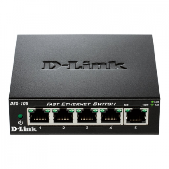 D-Link | 5-Port Fast Ethernet Switch | DES-105/E | Desktop