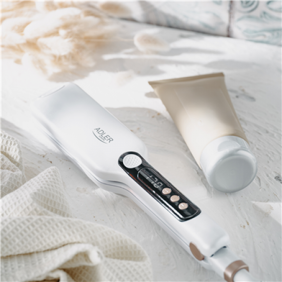 Adler Hair Straightener - Wide | AD 2325 | Ceramic heating system | Display LCD | Temperature (min) 150 °C | Temperature (max) 210 °C | Number of heating levels 7 | 120 W | White
