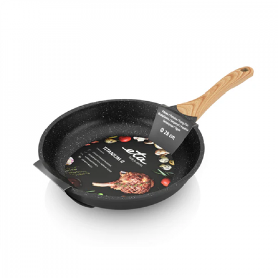 ETA | Pan | ETA692990000 TITANIUM II | Universal | Diameter 28 cm | Electric, induction, gas, glass ceramics | Suitable for induction hob | Fixed handle | Black