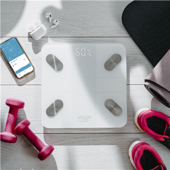 Adler | Smart Bathroom Scale | AD 8186w | Maximum weight (capacity) 180 kg | Accuracy 100 g | Body Mass Index (BMI) measuring | White