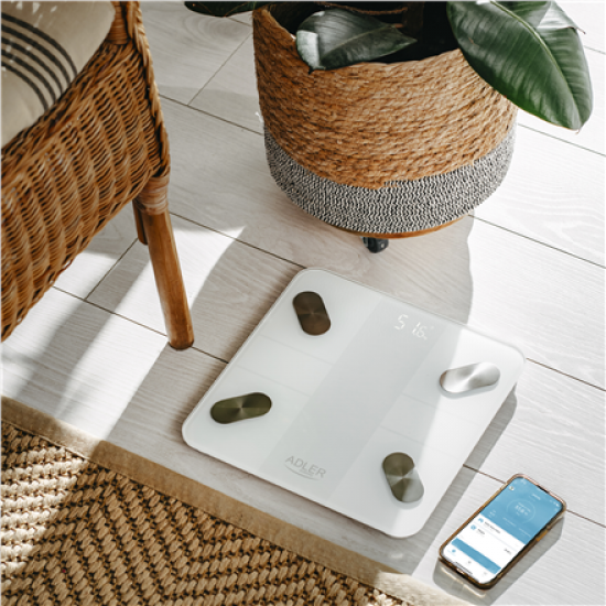 Adler | Smart Bathroom Scale | AD 8186w | Maximum weight (capacity) 180 kg | Accuracy 100 g | Body Mass Index (BMI) measuring | White