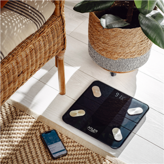 Adler | Smart Bathroom Scale | AD 8186b | Maximum weight (capacity) 180 kg | Accuracy 100 g | Body Mass Index (BMI) measuring | Black