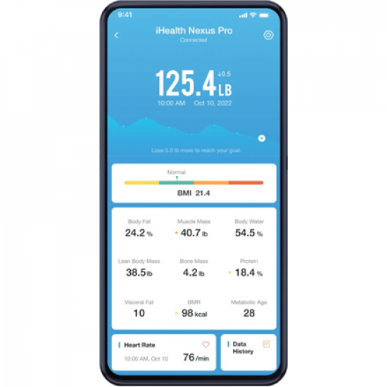iHealth | Wireless Body Composition Scale | Nexus Pro | Maximum weight (capacity) 181 kg | Body Mass Index (BMI) measuring | Black