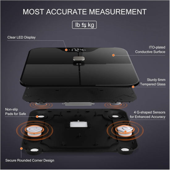 iHealth | Wireless Body Composition Scale | Nexus Pro | Maximum weight (capacity) 181 kg | Body Mass Index (BMI) measuring | Black
