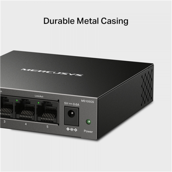 Mercusys 5-Port Gigabit Desktop Switch | MS105GS | Unmanaged | Desktop | Gigabit Ethernet (copper) ports quantity 5