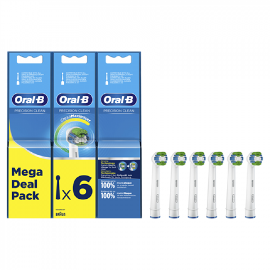 Oral-B | Precision Clean Replaceable Toothbrush Heads | Heads | For adults | Number of brush heads included 6 | White