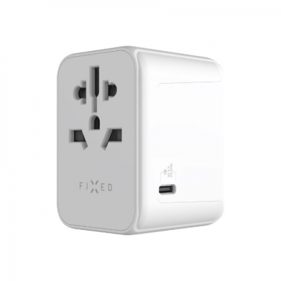Fixed | Voyager World Adapter | FIXCT30-1C2A-WH | USB-A/USB-C | Travel Adapter