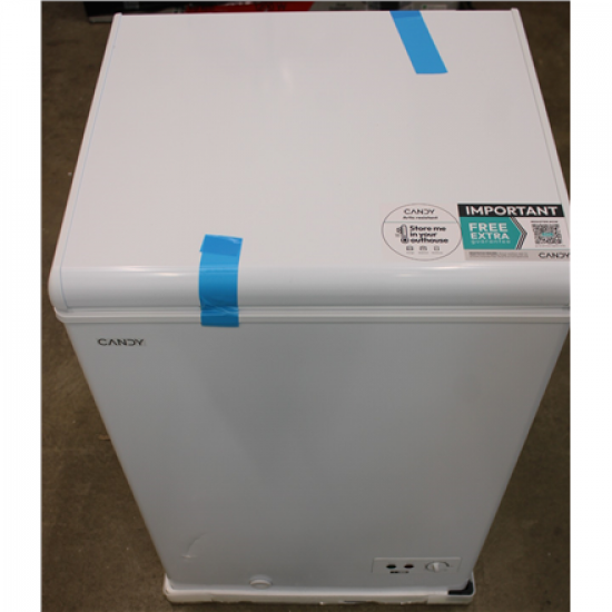 SALE OUT. Candy | Freezer | CCHH 100E | Energy efficiency class E | Chest | Free standing | Height 84.5 cm | Total net capacity 97 L | White | DAMAGED PACKAGING, SCRATCHED ON TOP COVER