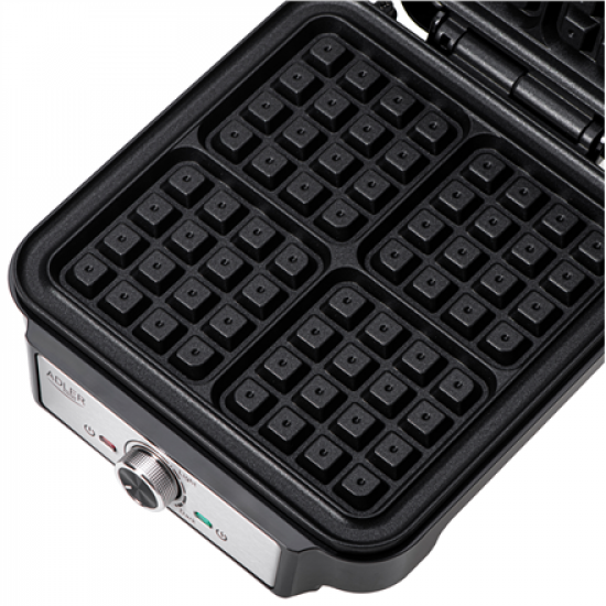 Adler Waffle Maker | AD 3083 | 1800 W | Number of pastry 4 | Belgium | Silver/Black
