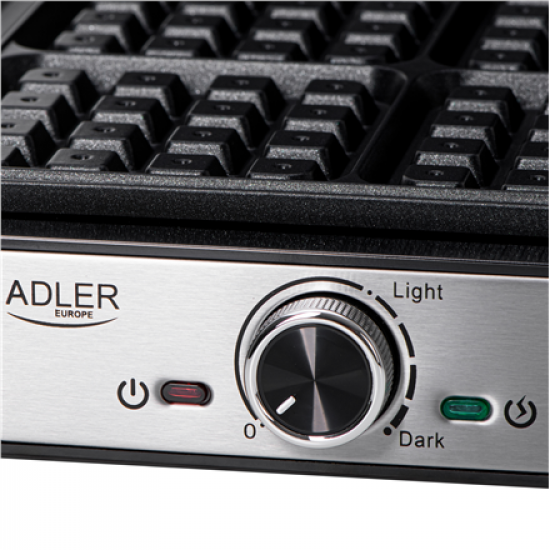 Adler Waffle Maker | AD 3083 | 1800 W | Number of pastry 4 | Belgium | Silver/Black