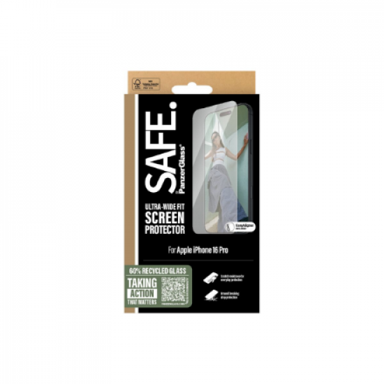 PanzerGlass Screen protector | Apple | iPhone 16 Pro | Glass | Transparent | Ultra-Wide Fit