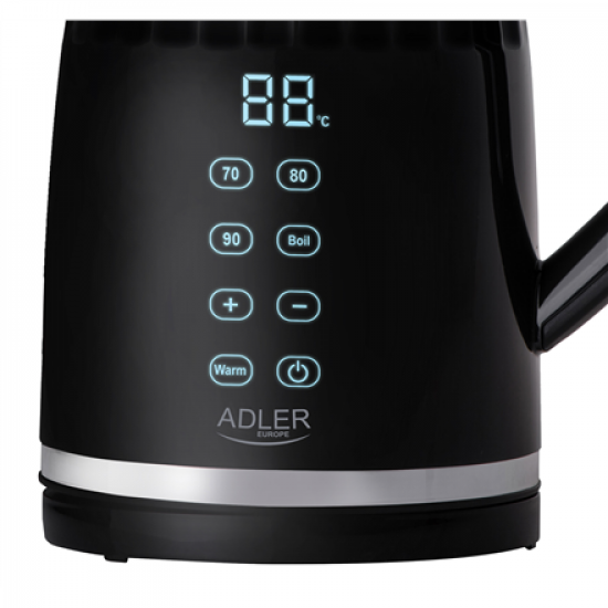 Adler Kettle with LED display | AD 1350 | Electric | 2200 W | 1.7 L | Stainless Steel | 360° rotational base | Black