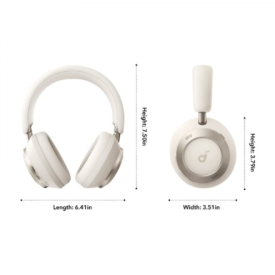 Anker Soundcore | Foldable Headphones | Space One Pro | Bluetooth | Over-ear | Microphone | Wireless | Cream White