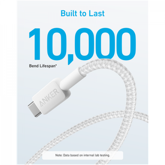 Anker 322 Nylon Cable, White | A81H5G21 | USB-A to USB-C
