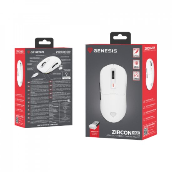 Genesis | Gaming Mouse | Zircon 660 | Wired/Wireless | 2.4 GHz, Bluetooth, USB | White