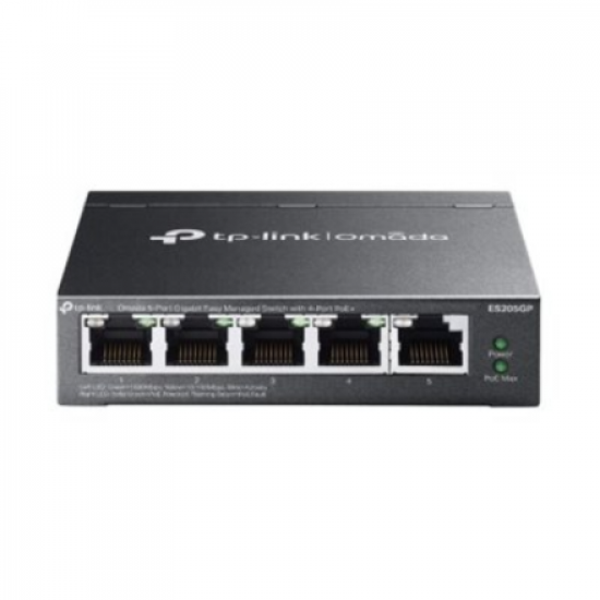 TP-LINK | Omada 5-Port Gigabit Easy Managed Switch with 4-Port PoE+ | ES205GP | Desktop/Wall mountable