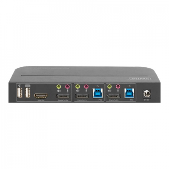 Digitus KVM Switch, 2-Port, 4K60Hz, 2 x DP in, 1 x DP/HDMI out | DS-12850