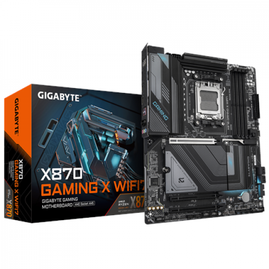 Gigabyte X870 GAMING X WIFI7 | Processor family AMD | Processor socket AM5 | DDR5 DIMM | Supported hard disk drive interfaces SATA, M.2 | Number of SATA connectors 4
