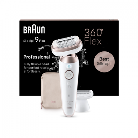 Braun Epilator | SES9-030 3D Silk-Epilk 9 Flex | Operating time (max) 50 min | Number of power levels 2 | Wet & Dry | White/Rose