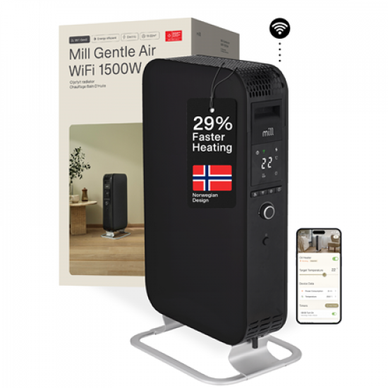 Mill | Heater | OIL1500WIFI3 Gentle Air | Oil Filled Radiator | 1500 W | Suitable for rooms up to 22 m² | Black