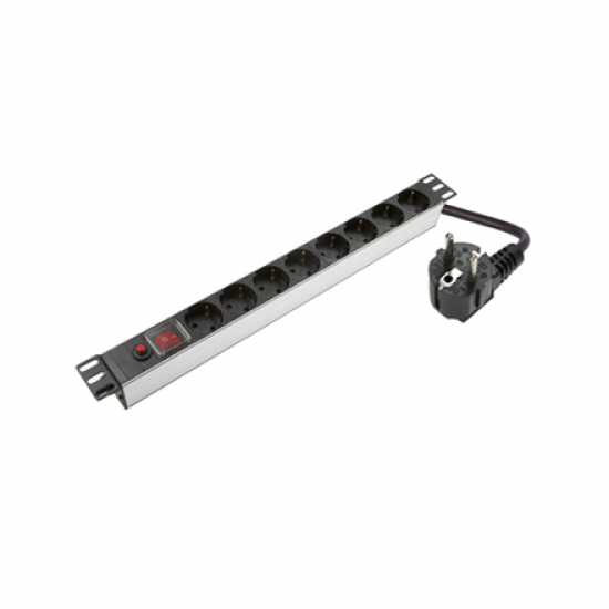 1U, 19″, 8x Schuko Aluminium PDU Power Panel | PDU08SASO