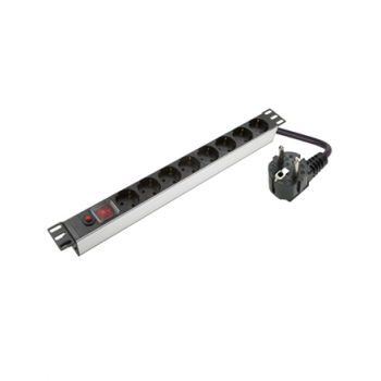 1U, 19″, 8x Schuko Aluminium PDU Power Panel | PDU08SASO