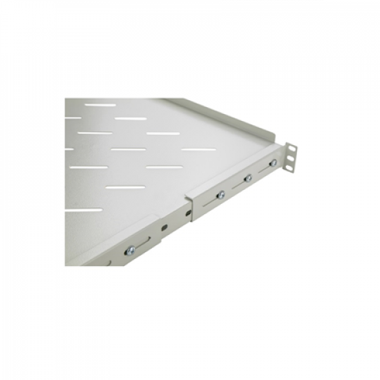 SOMI Networks | Depth Adjustable Telescopic Shelf for Cabinet Depths 600, 800 | 1U-55-G-Slide | Gray | 1U fixed on four 19” mounting profiles; Max load 50kg | Depth: 55 cm