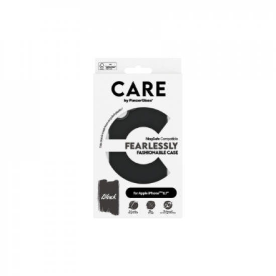 CARE by PanzerGlass Case Fashion | Back protection | Apple | iPhone 16 Plus | Recycled plastic | Black | MagSafe