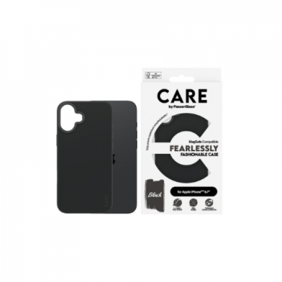 CARE by PanzerGlass Case Fashion | Back protection | Apple | iPhone 16 Plus | Recycled plastic | Black | MagSafe