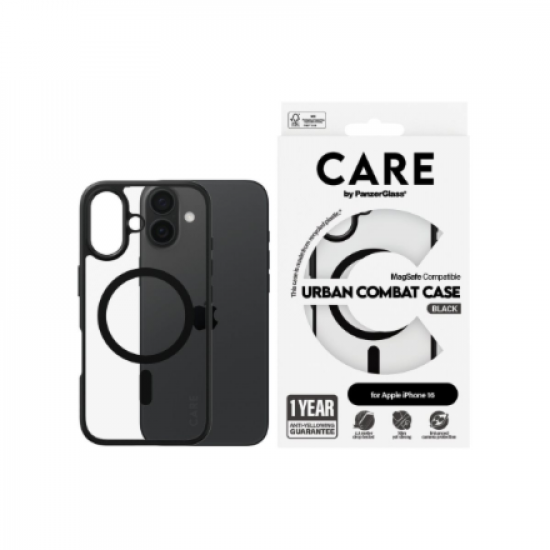 CARE Flagship Case | Back cover | Apple | iPhone 16 | Recycled plastic | Black | MagSafe
