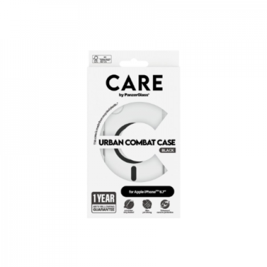 CARE by PanzerGlass Case Flagship | Back protection | Apple | iPhone 16 Plus | Recycled plastic | Transparent/Black | MagSafe