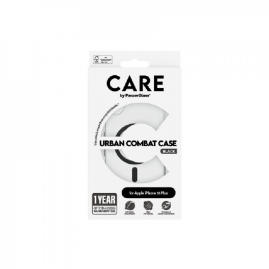 CARE by PanzerGlass Case Flagship | Back protection | Apple | iPhone 16 Plus | Recycled plastic | Transparent/Black | MagSafe