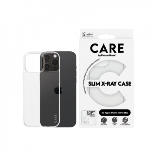 CARE Fashionable Case | Back cover | Apple | iPhone 16 Pro Max | Recycled plastic | Transparent | X-Ray Soft Basic
