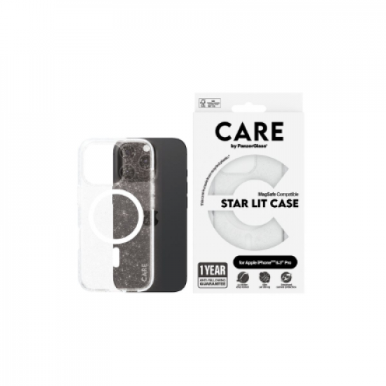 CARE Flagship Case | Back cover | Apple | iPhone 16 Pro | Recycled plastic | White | Urban Combat Star Lit with MagSafe