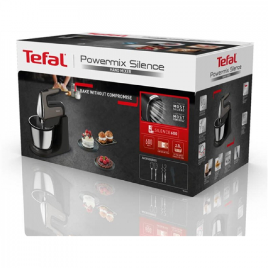 TEFAL | Hand Mixer | Powermix Silence HT654E38 | Hand Mixer | 600 W | Number of speeds 5 | Turbo mode | Dark grey