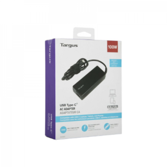 Targus | 100 W USB-C PD Charger - For Laptops or Power Pass-Thru Docks | APA108EU