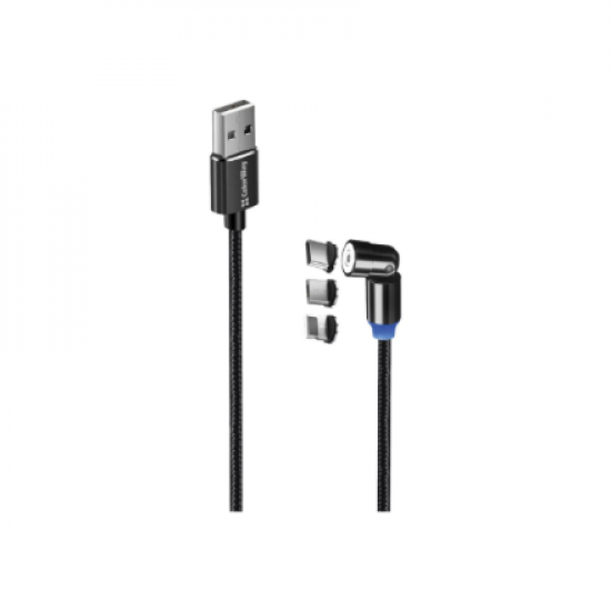 ColorWay Cable 3in1 (Lightning+MicroUSB+Type-C) Magnetic Rotation 540° 2.4А, 1m | CW-CBUU037-BK