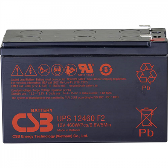 CSB Battery Battery 12V, 9Ah, AGM | UPS12460F2 | 460 W