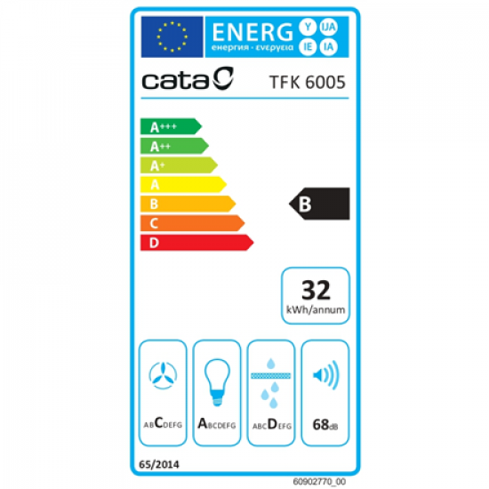 CATA Hood | TFK 6005 WH | Telescopic | Energy efficiency class B | Width 60 cm | 360 m³/h | Mechanical | CSLED | White