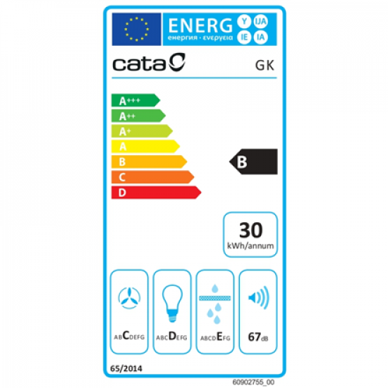 CATA Hood | GK 4500 X | Canopy | Energy efficiency class B | Width 51 cm | 360 m³/h | Slider | LED | Silver
