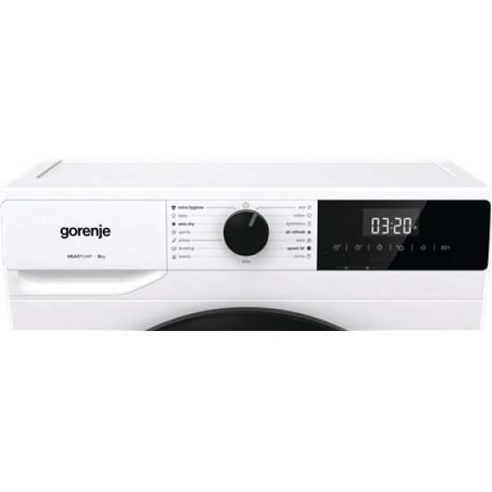 Gorenje Dryer Machine | DHNE82 | Energy efficiency class Class D | Front loading | 8 kg | LED | Depth 55 cm | White
