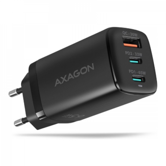 AXAGON GaN wallcharger 3x port (USB-A + 2x USB-C), 65W | ACU-DPQ65