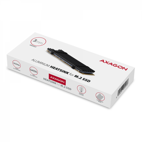 AXAGON Passive aluminum heatsink for all M.2 SSDs, size 2280, high 3 mm | CLR-M2L3