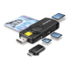 AXAGON Compact travel USB-A + USB-C contact Smart/ID card and SD/microSD/SIM card reader | CRE-SMP2A